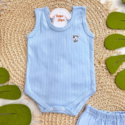 Conj. Body Regata e Short Canelado - Azul